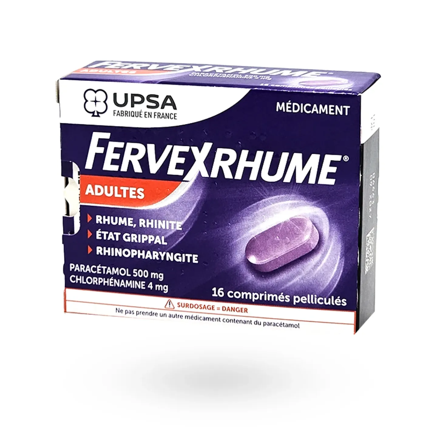 comprimé rhume,rhinite rhinopharyngite,état grippal,paracétamol chlorphénamine,fervex adulte,nez qui coule