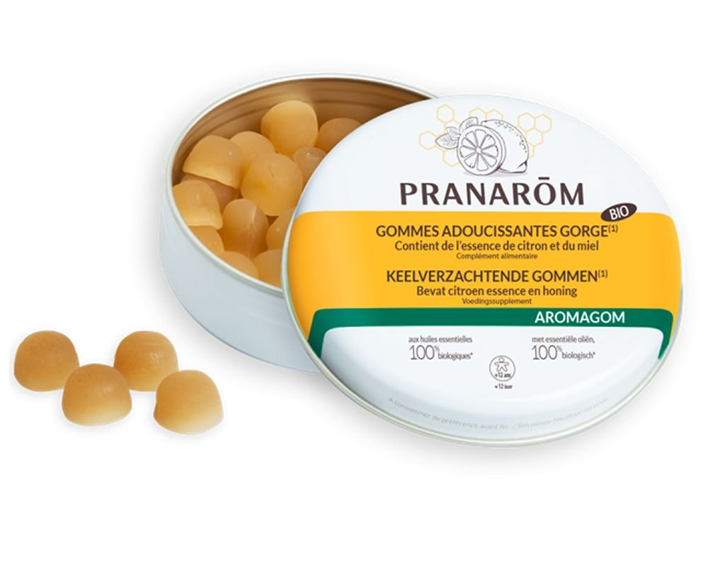 pranarom,miel/citron,huiles essentielles,bio,confort respiratoire,maux de gorge,aromaforce
