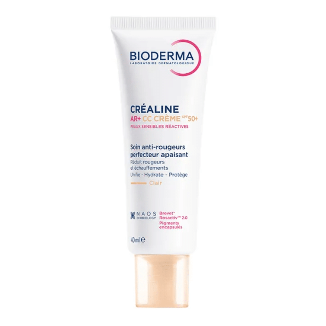 Bioderma Créaline AR+ CC Crème SPF50+,crème anti rougeurs,soin apaisant visage,protection solaire,soin teinté,peaux sensibles