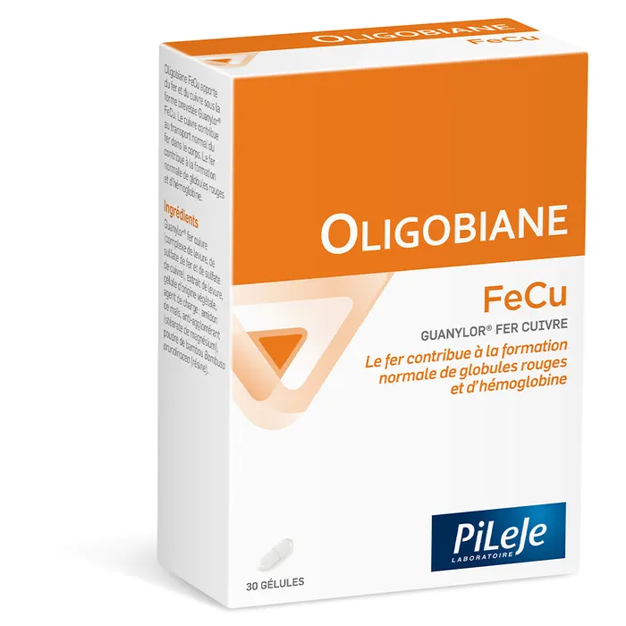 Oligobiane FeCu,fer et cuivre,carence en fer,fatigue,formation des globules rouges,hémoglobine,transport de l'oxygène,pileje