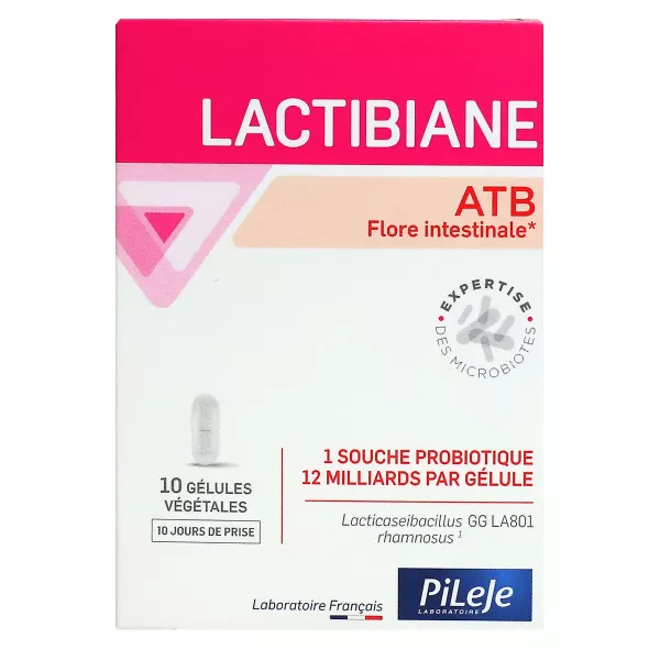 Lactibiane ATB PiLeJe,Lacticaseibacillus rhamnosus GG LA801,Lactobacillus rhamnosus GG,microbiote intestinal,flore intestinale,probiotiques,equilibre de la flore,antibiotique