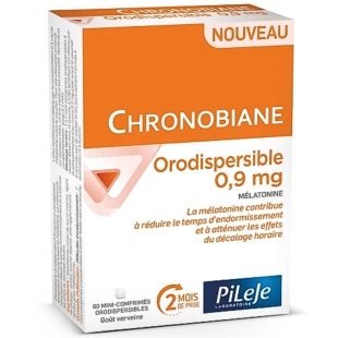 Chronobiane Orodispersible,mélatonine,mini-comprimés orodispersibles,gout verveine,réduire le temps d'endormissement,sommeil,décalage horaire,jetlag social,endormissement