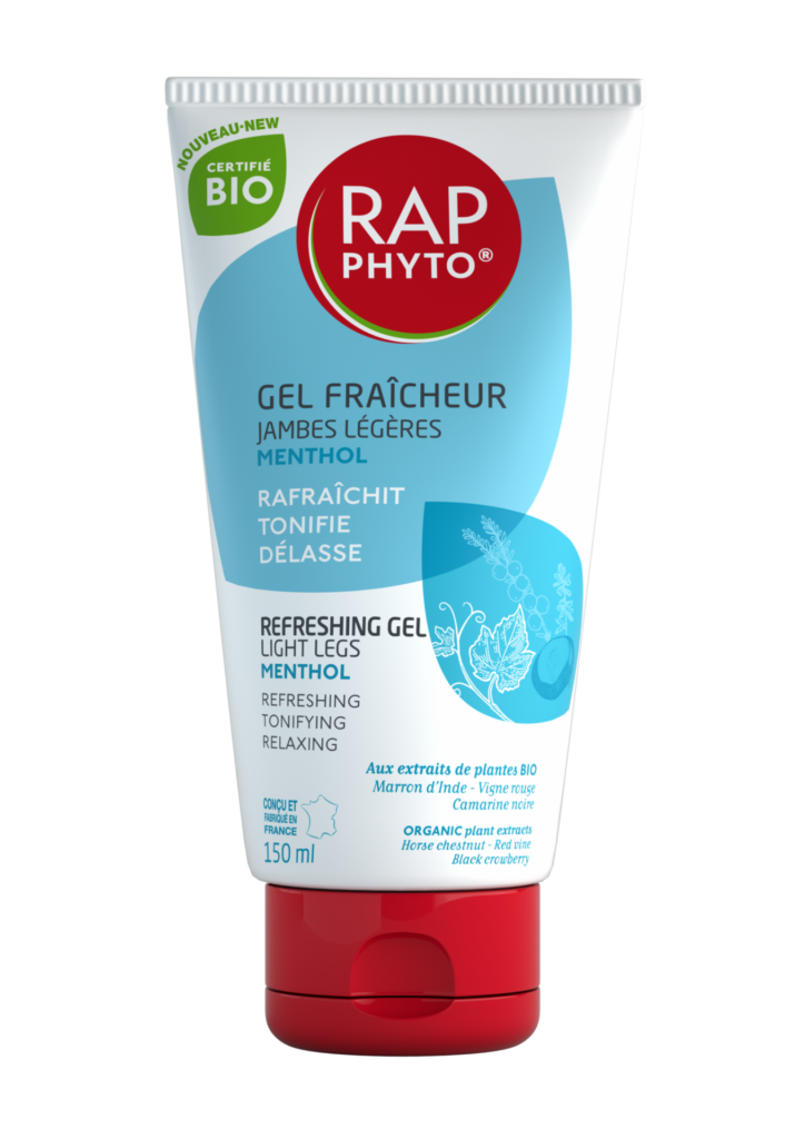Rap Phyto Gel Fraîcheur,gel jambes légères,gel jambes lourdes,jambes fatiguées,circulation des jambes,gel rafraîchissant bio