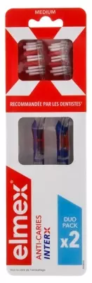 elmex Pack 2 brosses à dents,Anti-Caries InterX,hygiène bucco-dentaire,brins X,brosse à dents interdentaires