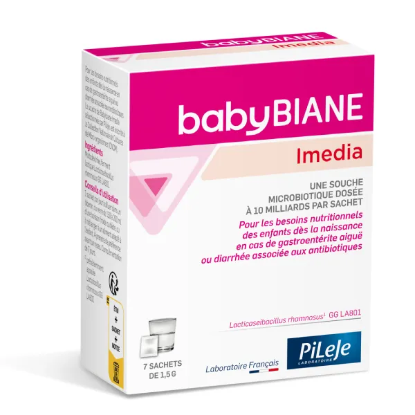 Babybiane Imedia,pileje,probiotiques nourrisson,Lacticaseibacillus rhamnosus GG LA801,diarrhée,microbiote