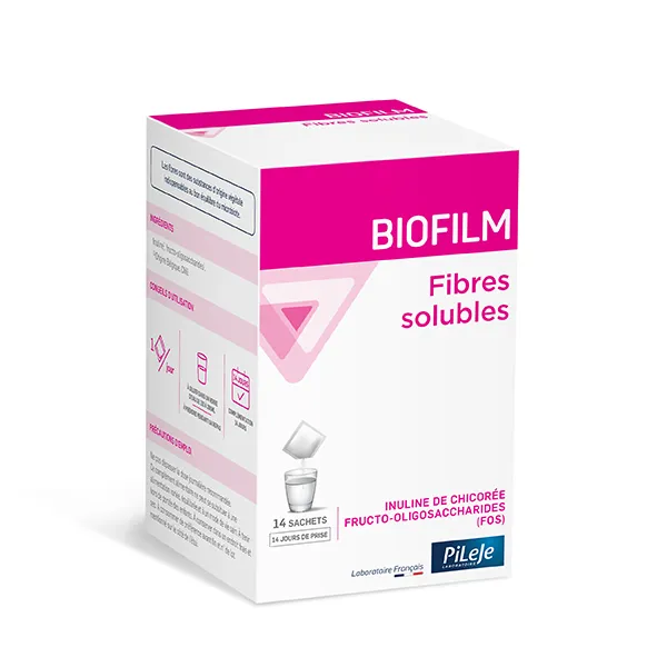 Biofilm Fibres Solubles,PiLeJe,fructo-oligosaccharides,microbiote intestinal,équilibre intestinal,fibres alimentaires,confort digestif