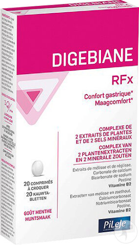 Digebiane RFx PiLeJe,confort digestif,vitamine B2,calcium,mélisse,réglisse,enzymes digestives,muqueuses digestives