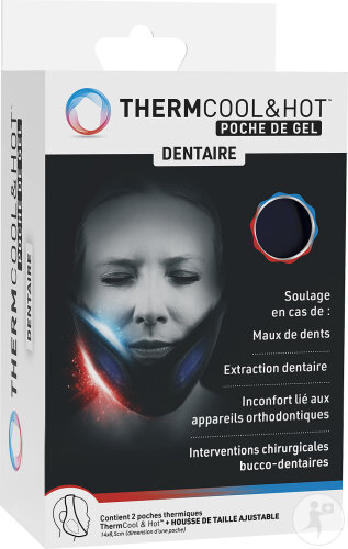 Thermcool & Hot,poche de gel dentaire,poche chaud froid,douleur dentaire,gonflement dentaire,soins post-extraction,cryothérapie dentaire,thermothérapie dentaire,chirurgie bucco-dentaire